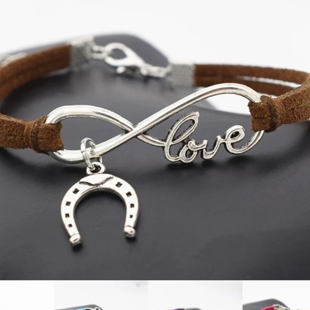 Horseshoe Charm Infinity Love Leather Bracelet